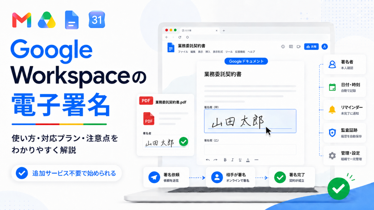 Google Workspaceの電子署名の使い方|送信手順・注意点を解説